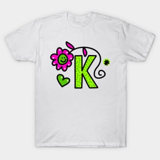 Letter K abc monogram hand drawn colorful alphabet T-Shirt